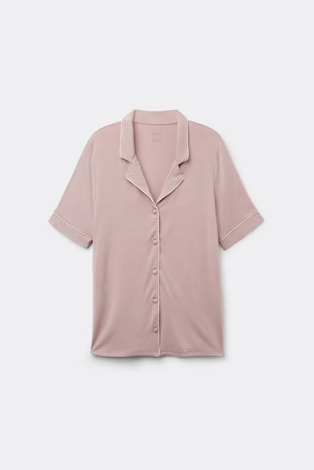 Intimissimi Short Pajamas Women Short Sleeve Button Up Shirt In Modal Pink 011i 8211 Elegant Pink