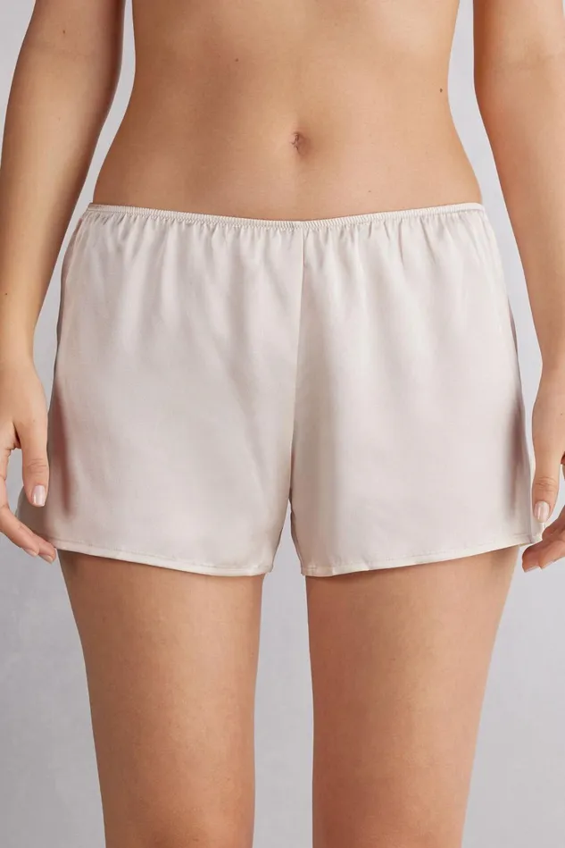 Intimissimi Short Pajamas Women Smooth SilkSatin Shorts Natural 2280 8211 Avorio Crema