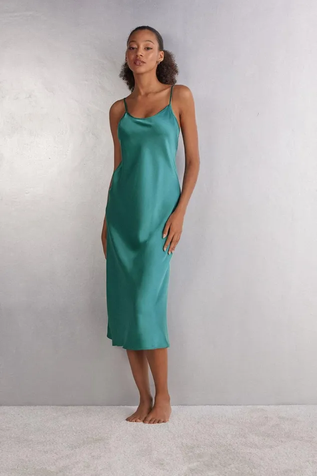 Intimissimi Slips Babydolls Women MidiLength Slip In Silk Blue 654j 8211 Lagoon Blue