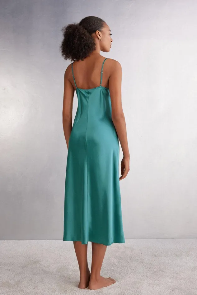 Intimissimi Slips Babydolls Women MidiLength Slip In Silk Blue 654j 8211 Lagoon Blue
