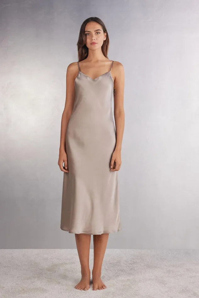 Intimissimi Slips Babydolls Women MidiLength Slip In Silk Natural 651i 8211 Powder Beige Intimissimi Slips Babydolls Women MidiLength Slip In Silk Natural 651i 8211 Powder Beige