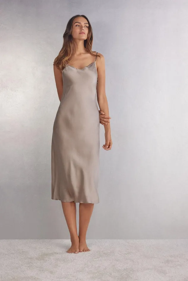 Intimissimi Slips Babydolls Women MidiLength Slip In Silk Natural 651i 8211 Powder Beige