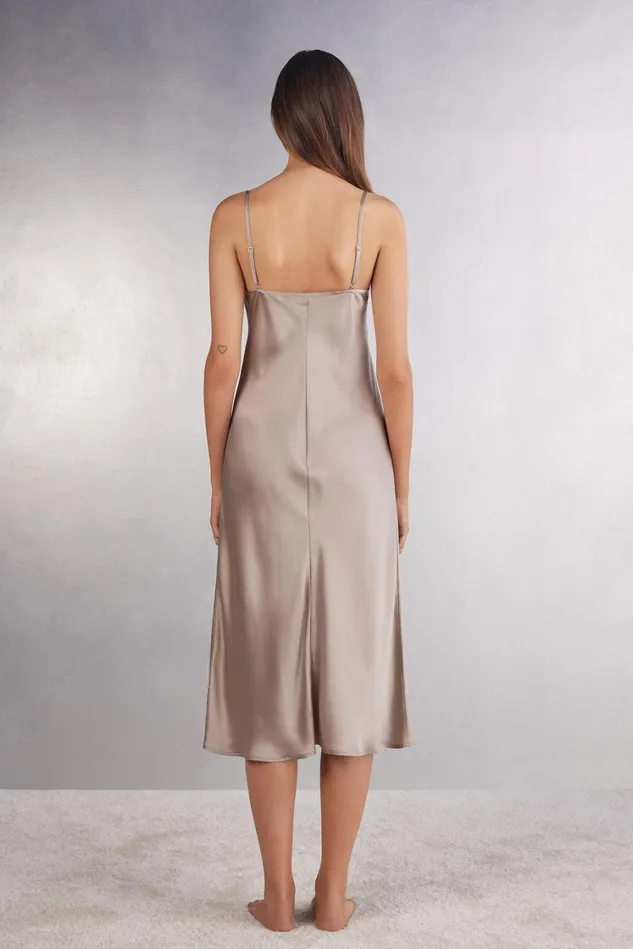 Intimissimi Slips Babydolls Women MidiLength Slip In Silk Natural 651i 8211 Powder Beige
