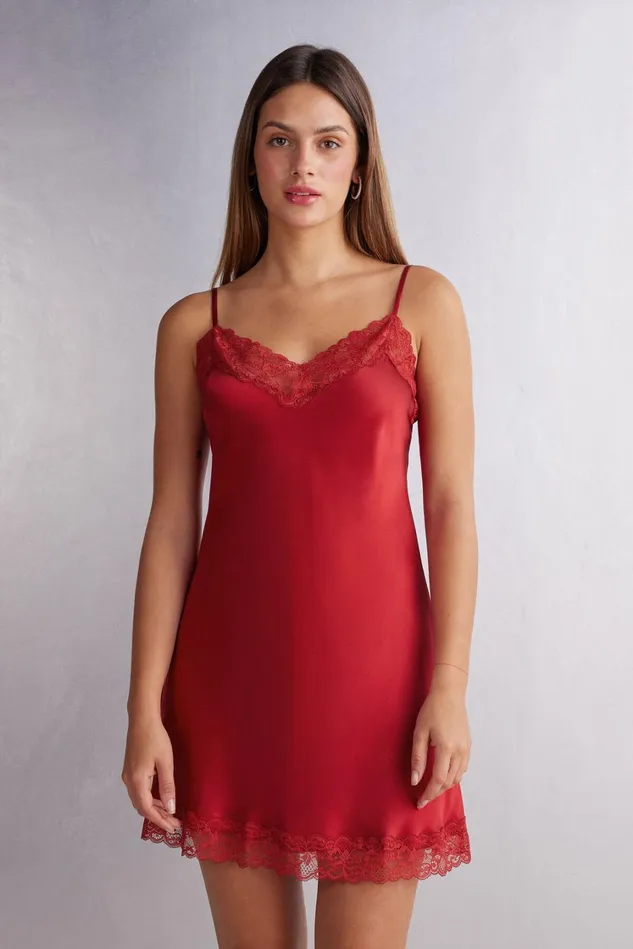Intimissimi Slips Babydolls Women Silk Slip With Lace Insert Detail Red 1473 8211 Rosso Intimissimi Slips Babydolls Women Silk Slip With Lace Insert Detail Red 1473 8211 Rosso