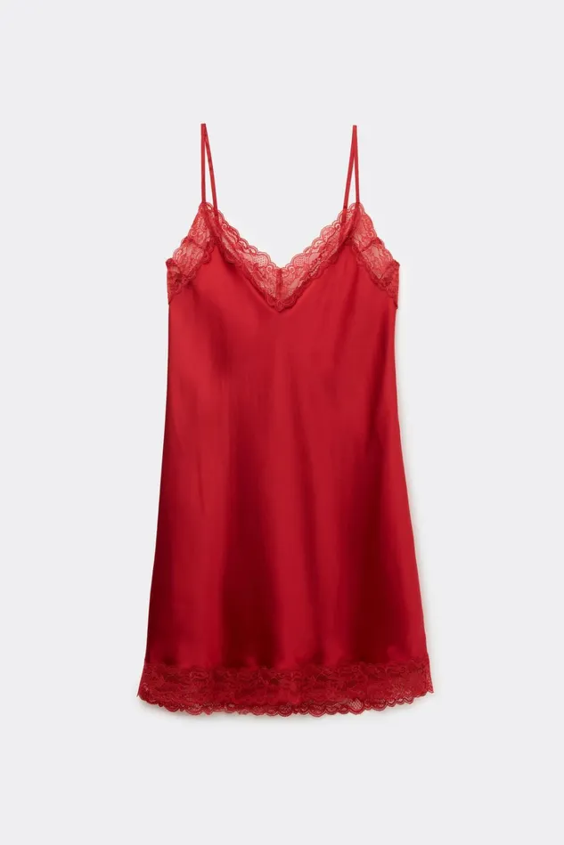 Intimissimi Slips Babydolls Women Silk Slip With Lace Insert Detail Red 1473 8211 Rosso