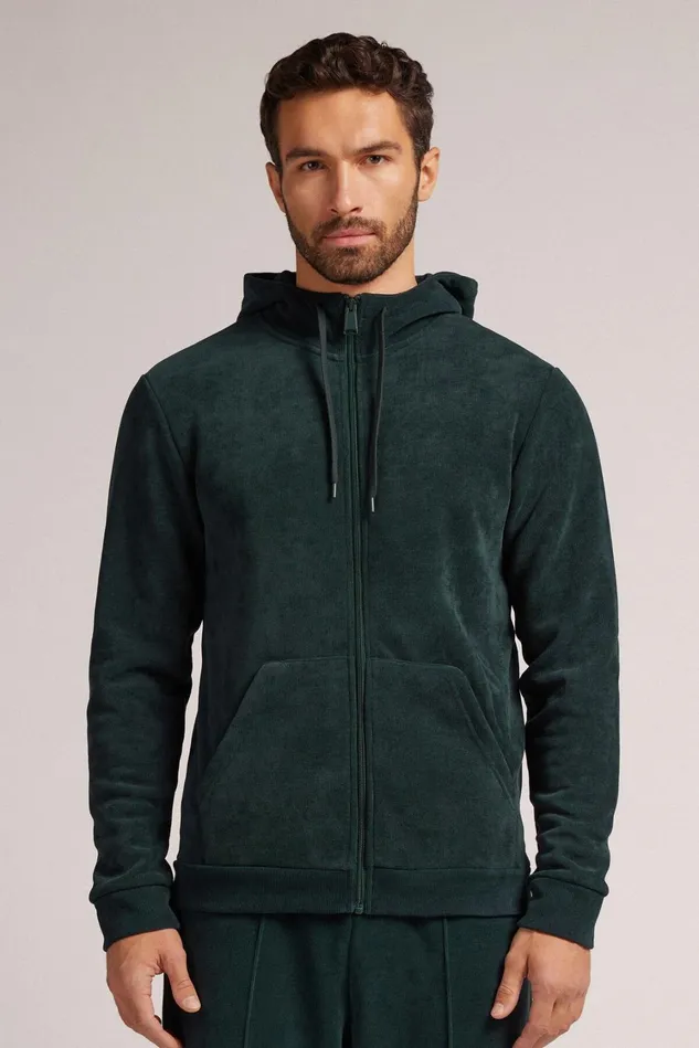 Intimissimi Sweatshirts Men Brushed Chenille Sweatshirt Green 132j 8211 Verde Scuro