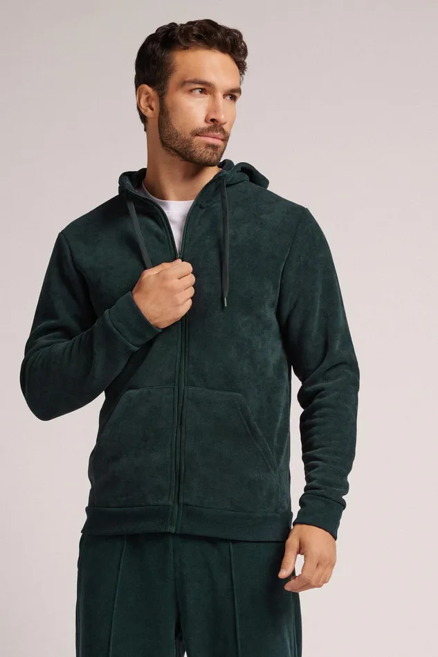 Intimissimi Sweatshirts Men Brushed Chenille Sweatshirt Green 132j 8211 Verde Scuro