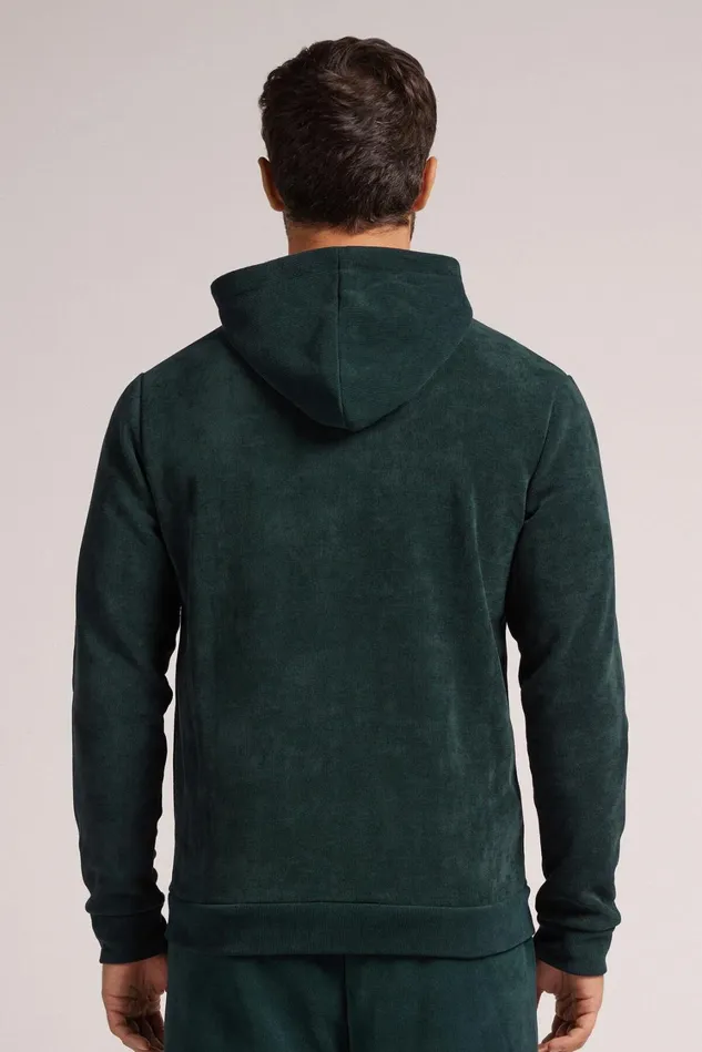 Intimissimi Sweatshirts Men Brushed Chenille Sweatshirt Green 132j 8211 Verde Scuro