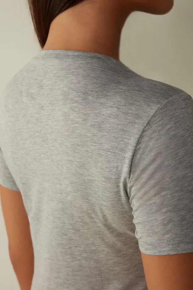 Intimissimi TShirt Women Ultrafresh Cotton Short Sleeve Top Grey 031 8211 Light Heathered Grey