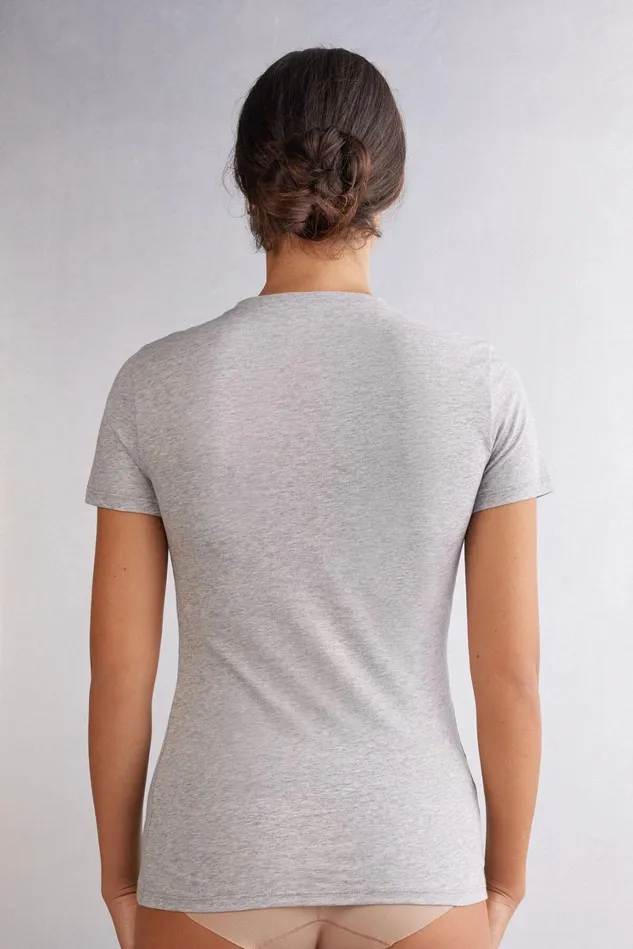 Intimissimi TShirt Women Ultrafresh Cotton Short Sleeve Top Grey 031 8211 Light Heathered Grey