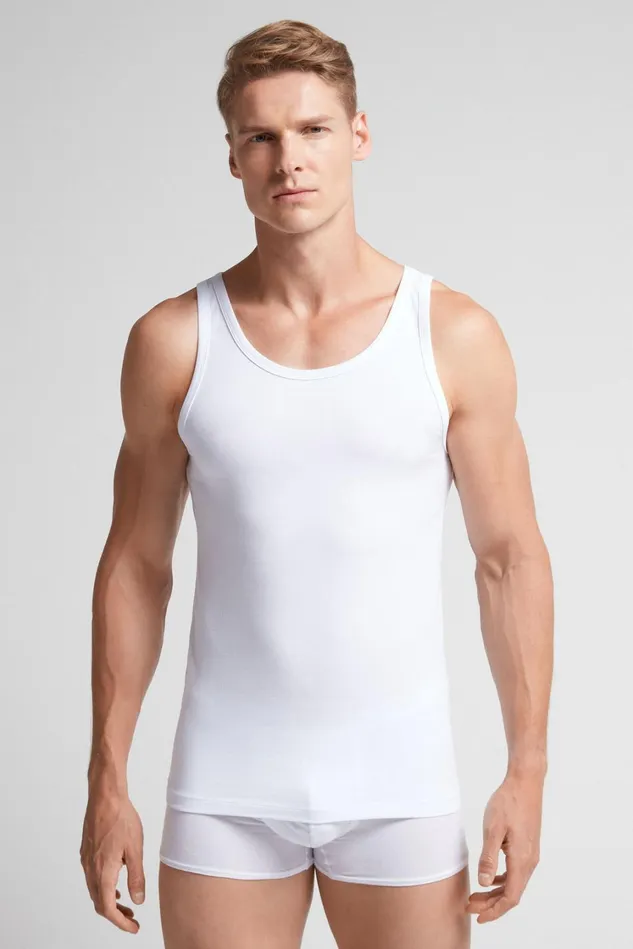 Intimissimi Tank Tops Undershirts Men Round Neck Tank Top In Stretch Superior Cotton White 001 8211 White