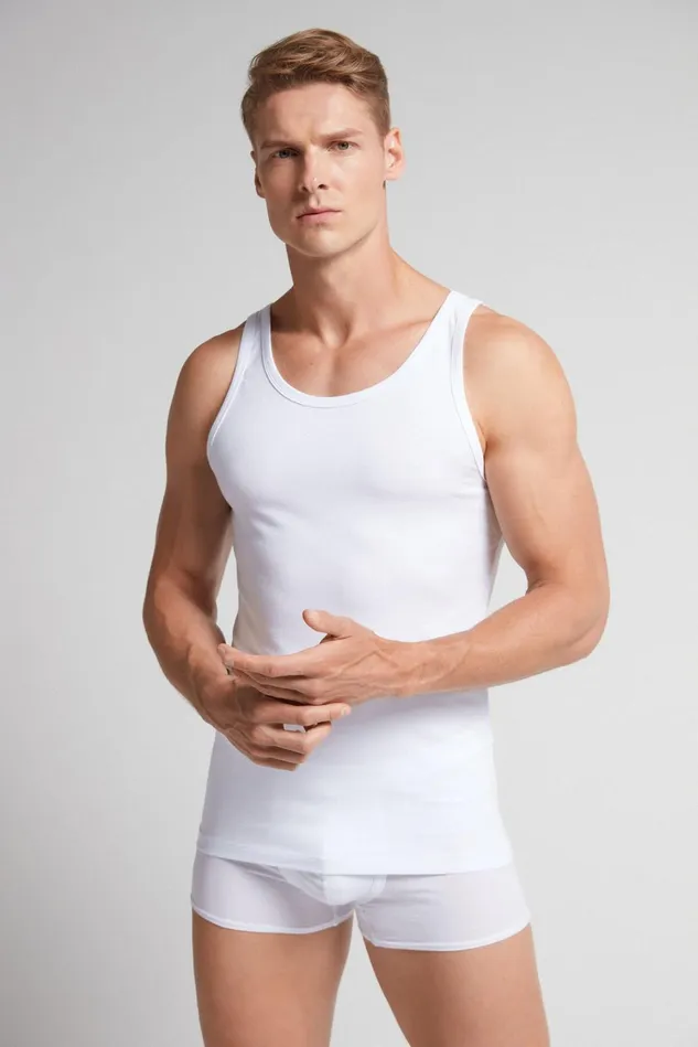 Intimissimi Tank Tops Undershirts Men Round Neck Tank Top In Stretch Superior Cotton White 001 8211 White