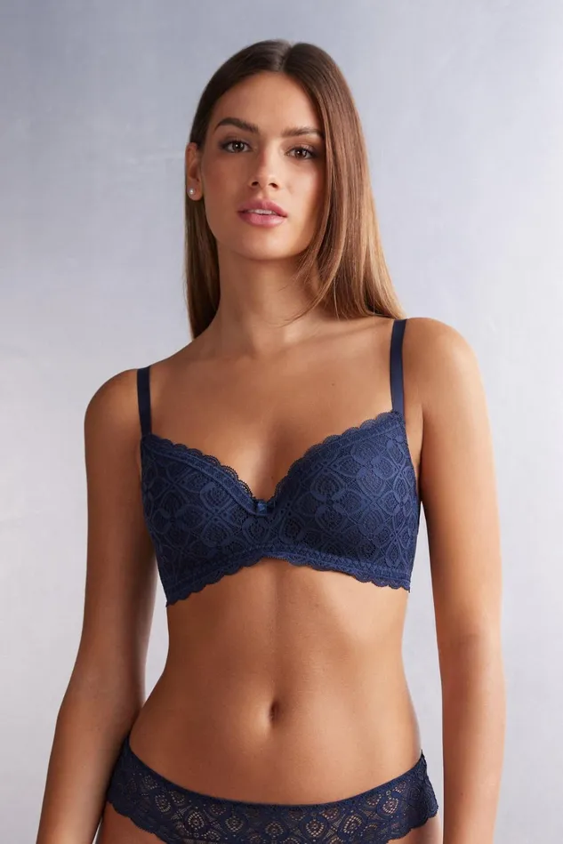Intimissimi Triangle Women Adele Triangle Bra In Lace Blue 1467 8211 Intense Blue Intimissimi Triangle Women Adele Triangle Bra In Lace Blue 1467 8211 Intense Blue