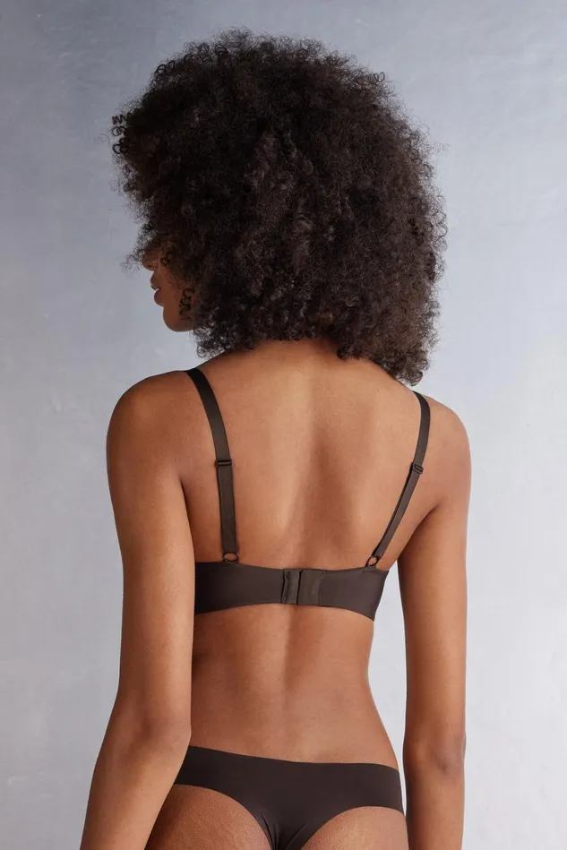 Intimissimi Triangle Women Adele Wireless Boost Triangle Bra In Ultralight Microfiber Brown 705j 8211 Mocha Moka Brown