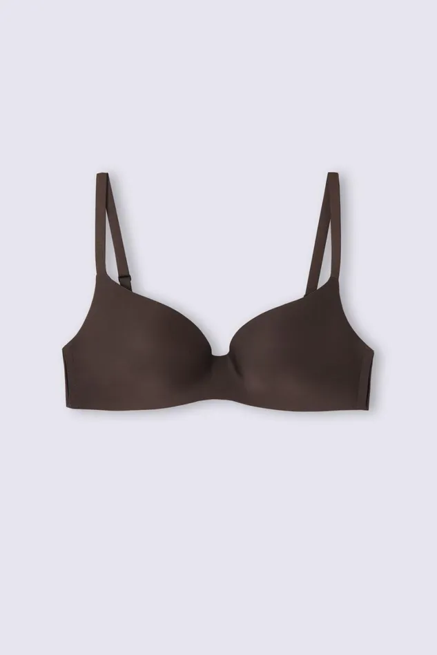 Intimissimi Triangle Women Adele Wireless Boost Triangle Bra In Ultralight Microfiber Brown 705j 8211 Mocha Moka Brown
