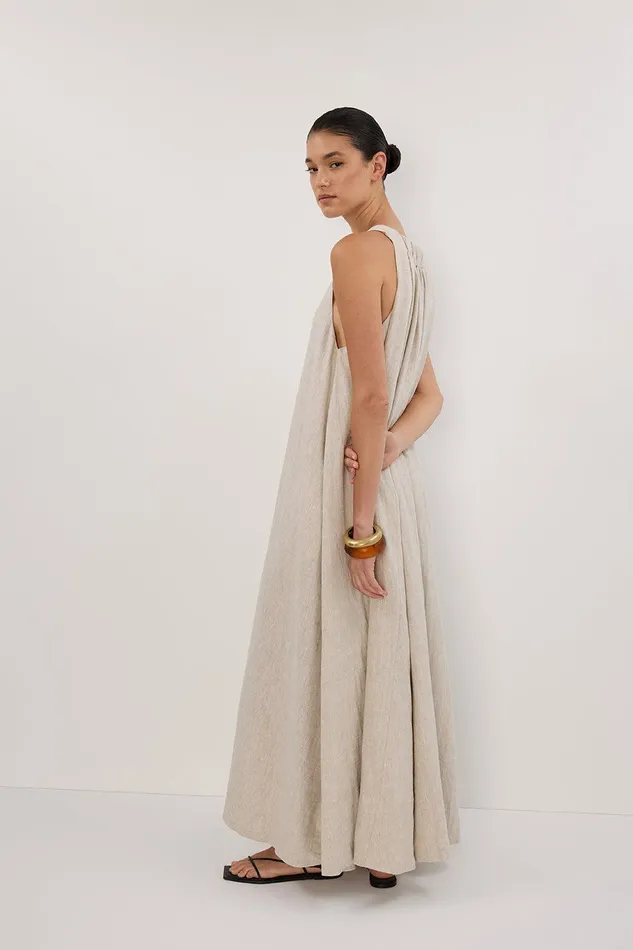 ISABELLE NATURAL LINEN MIDI DRESS Women DISSH Linen Dresses