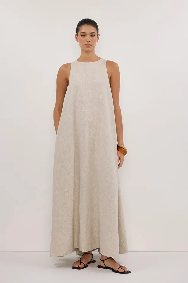 ISABELLE NATURAL LINEN MIDI DRESS Women DISSH Linen Dresses