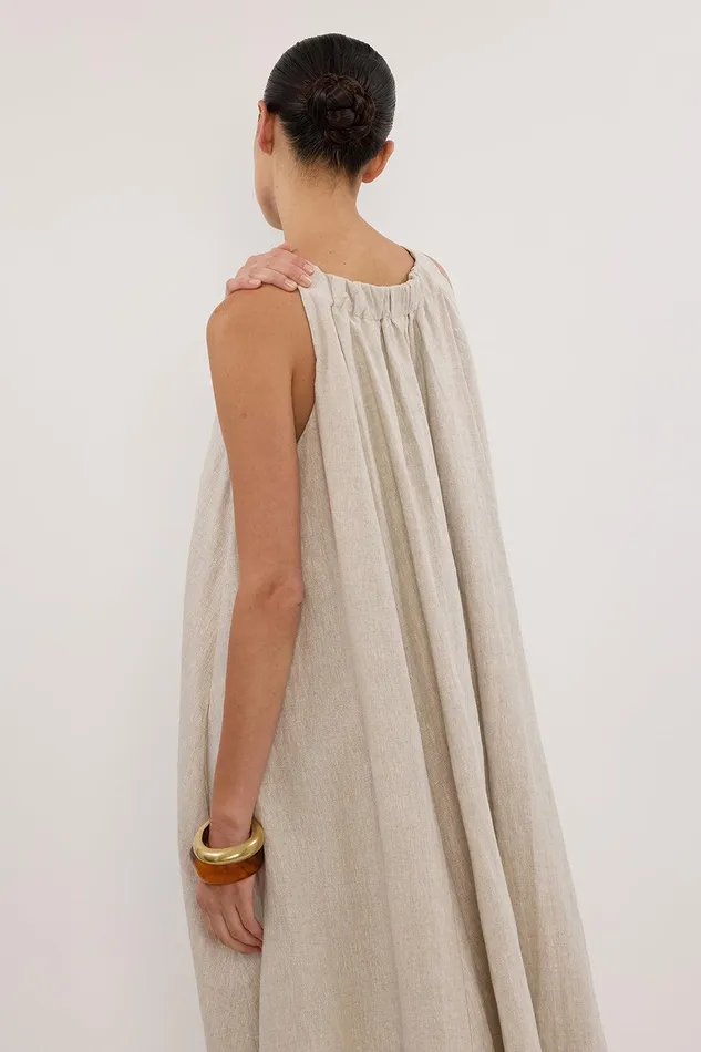 ISABELLE NATURAL LINEN MIDI DRESS Women DISSH Linen Dresses