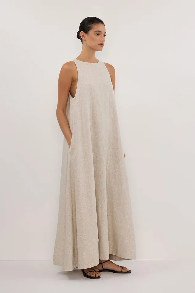 ISABELLE NATURAL LINEN MIDI DRESS Women DISSH Linen Dresses