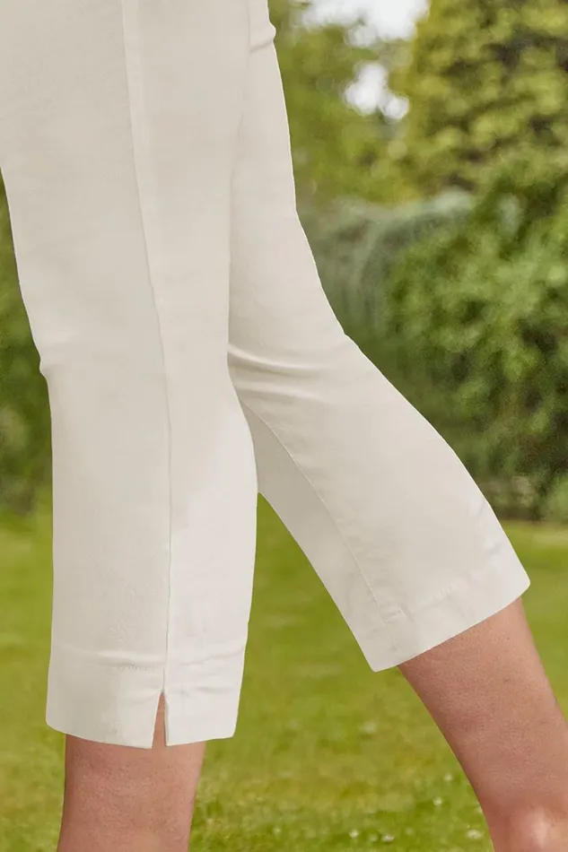 Ivory Elastic Waist Stretch Cropped Trousers Women Roman Coords