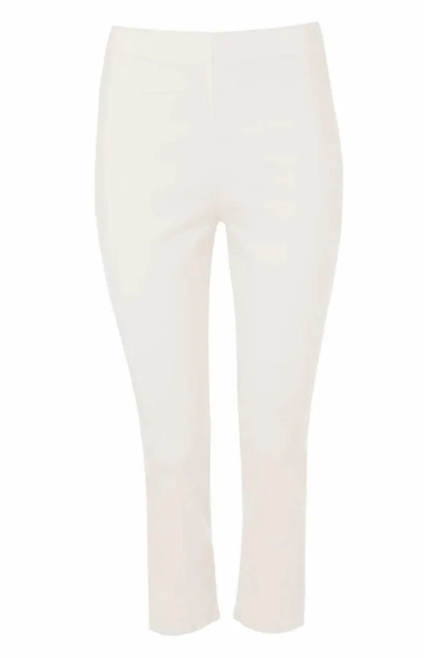 Ivory Elastic Waist Stretch Cropped Trousers Women Roman Coords