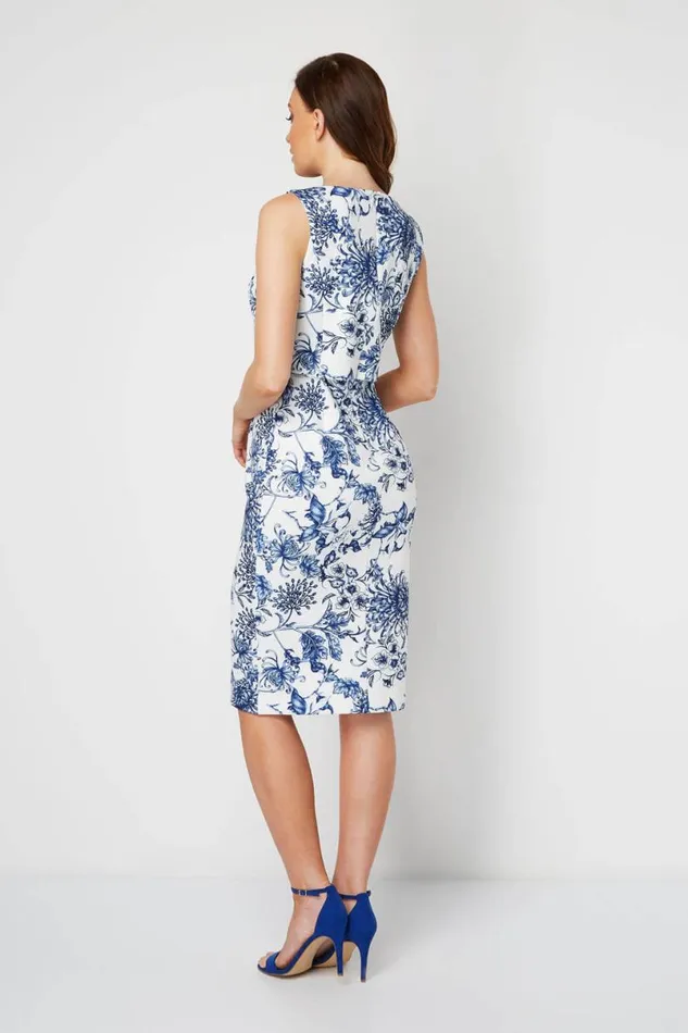 Ivory Floral Double Layer Scuba Dress Women Roman Dresses