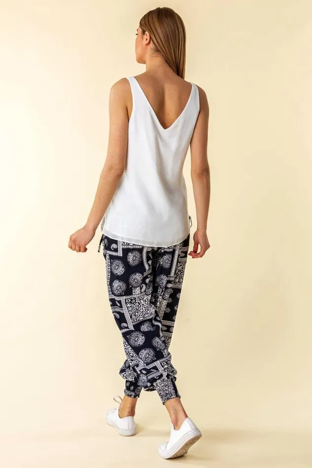 Ivory VNeck Sleeveless Vest Top Women Roman Tops