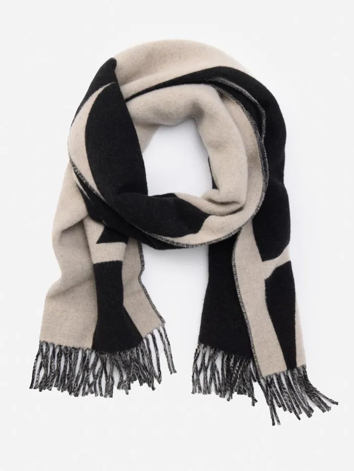 JMcLaughlin Barrow Scarf Blackoff White Women Scarves