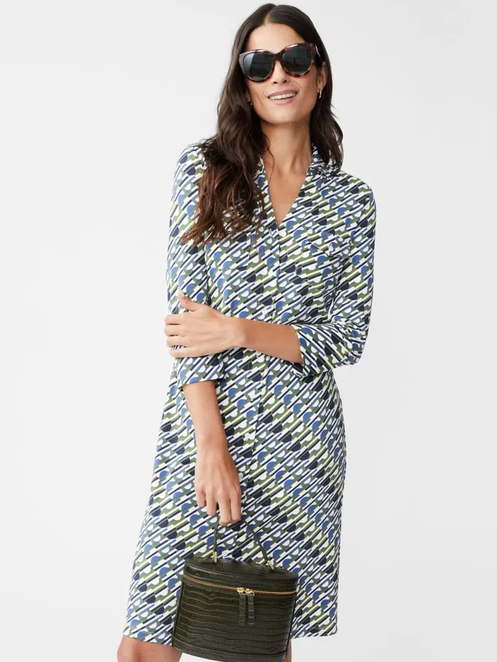 JMcLaughlin Brynn Dress In Nine Iron Olivenavy Women Dresses