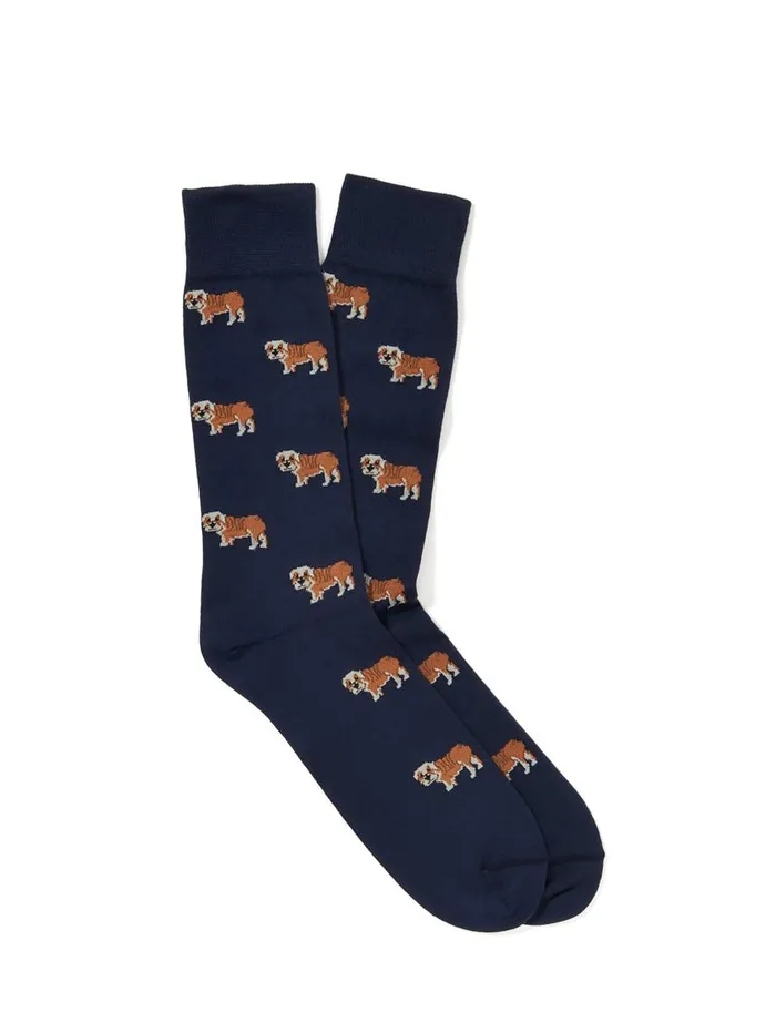 JMcLaughlin Bulldog Socks Navytanwhite Men Socks