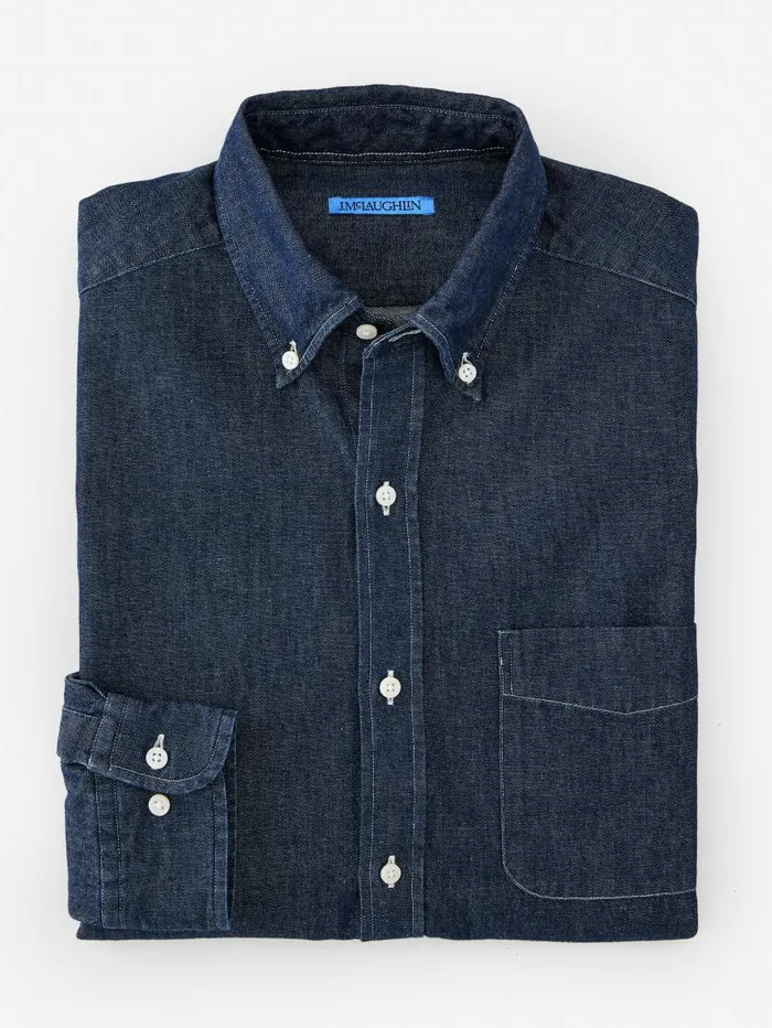 JMcLaughlin Collis Classic Fit Denim Shirt Dark Denim Men Shirts