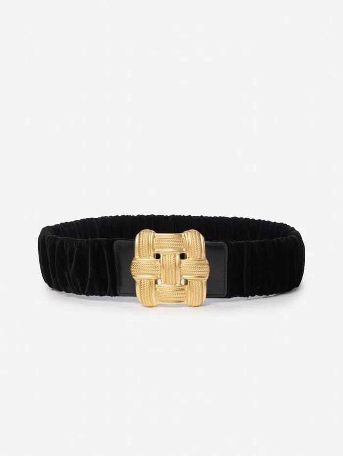 JMcLaughlin Daisy Velvet Belt Black Women Belts