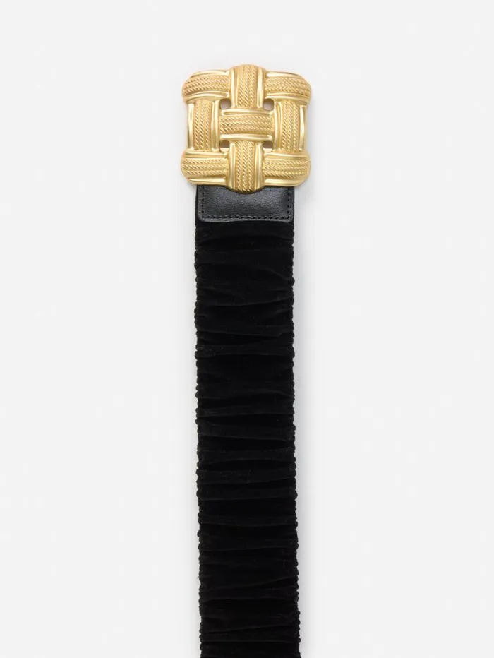 JMcLaughlin Daisy Velvet Belt Black Women Belts JMcLaughlin Daisy Velvet Belt Black Women Belts