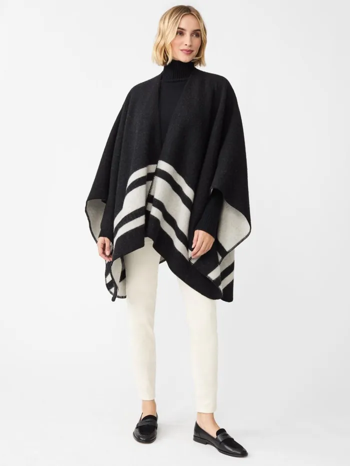 JMcLaughlin Deanna Reversible Wrap In Color Block Blackoff White Women Jackets and Outerwear JMcLaughlin Deanna Reversible Wrap In Color Block Blackoff White Women Jackets and Outerwear