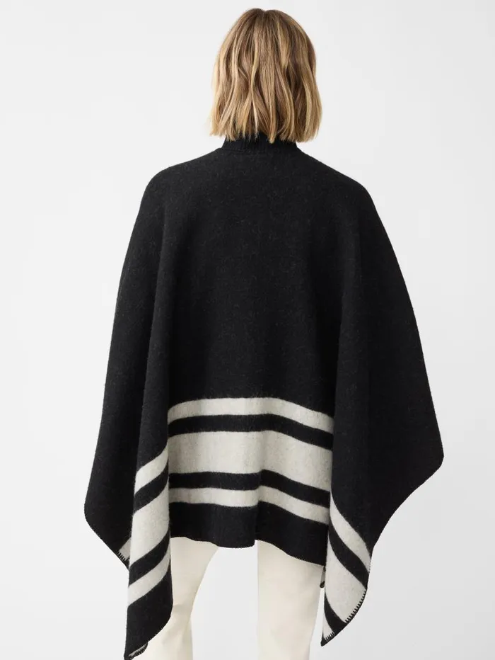 JMcLaughlin Deanna Reversible Wrap In Color Block Blackoff White Women Jackets and Outerwear JMcLaughlin Deanna Reversible Wrap In Color Block Blackoff White Women Jackets and Outerwear