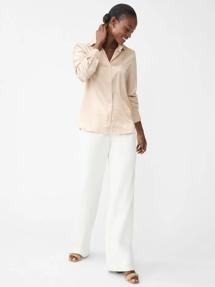 JMcLaughlin Denver Satin Shirt New Gold Women Shirts and Tops JMcLaughlin Denver Satin Shirt New Gold Women Shirts and Tops