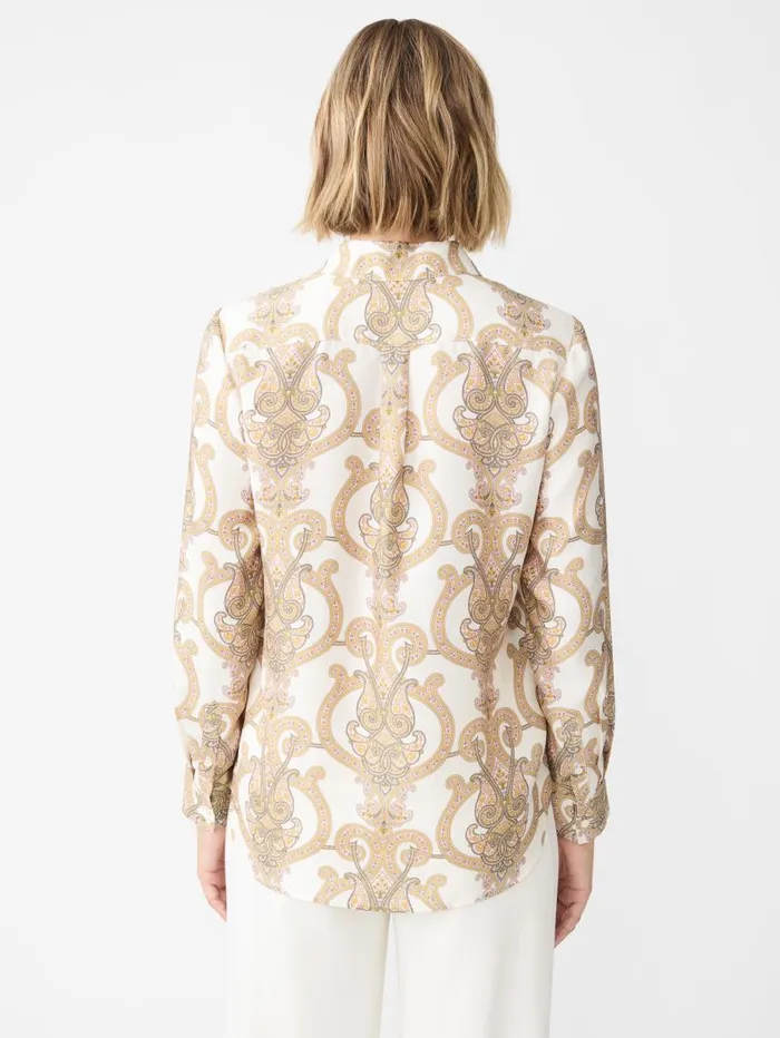 JMcLaughlin Denver Silk Blend Shirt In Gilded Paisley Creamsand Women Shirts and Tops JMcLaughlin Denver Silk Blend Shirt In Gilded Paisley Creamsand Women Shirts and Tops