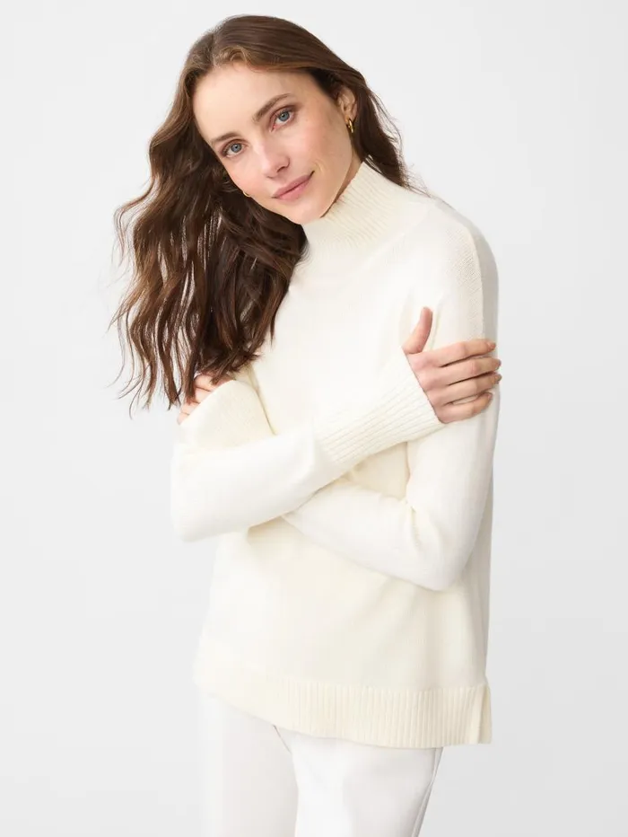 JMcLaughlin Dina Turtleneck Egret White Women Sweaters