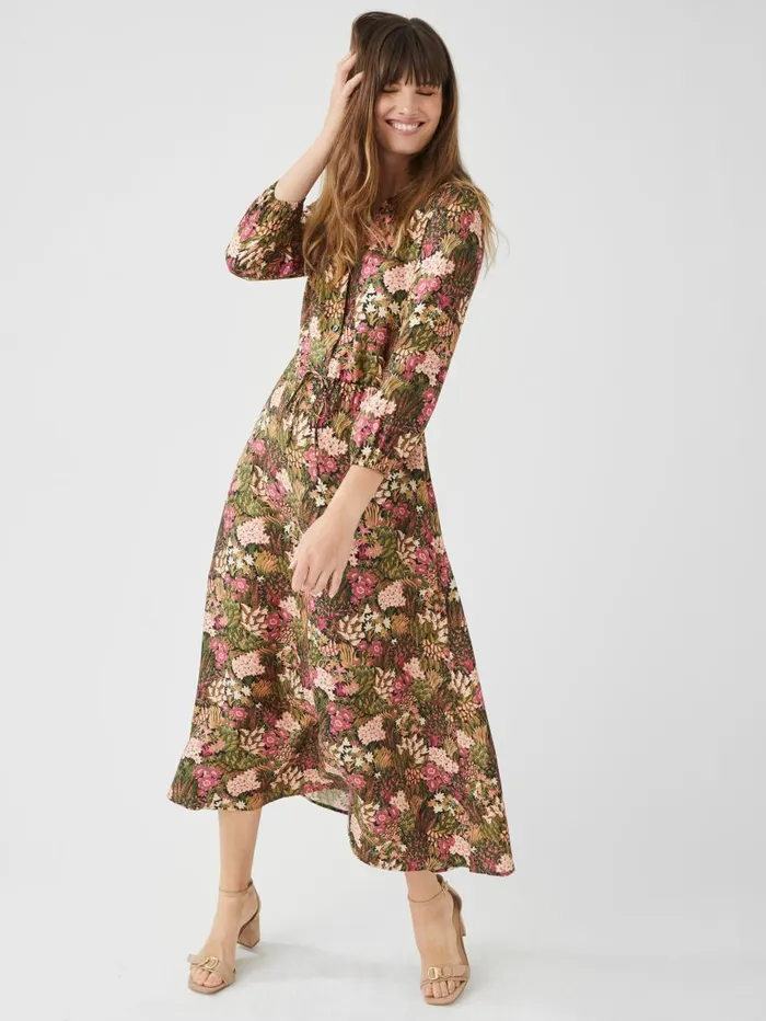 JMcLaughlin Mollie Dress In Verdant Garden Olivekhaki Women Dresses JMcLaughlin Mollie Dress In Verdant Garden Olivekhaki Women Dresses