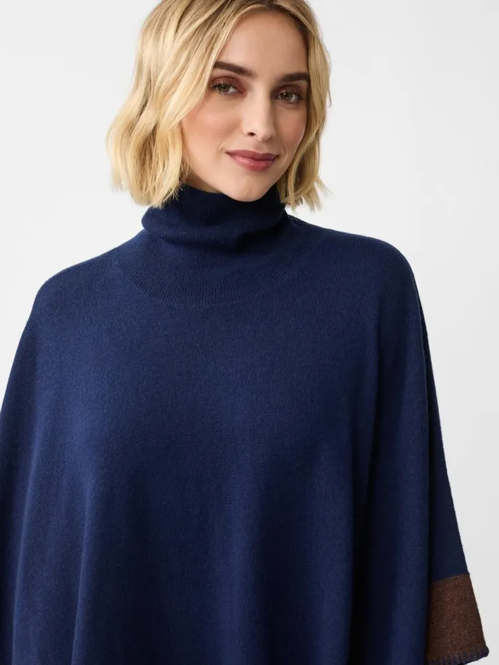 JMcLaughlin Noelle Cashmere Poncho In Color Block Navybrown Women Jackets and Outerwear JMcLaughlin Noelle Cashmere Poncho In Color Block Navybrown Women Jackets and Outerwear