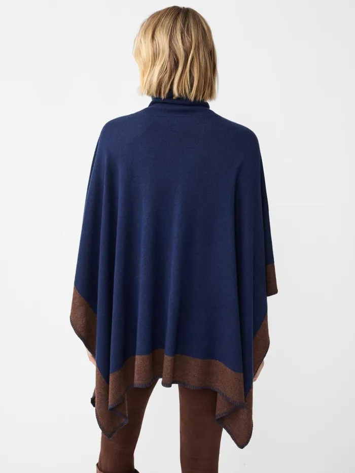 JMcLaughlin Noelle Cashmere Poncho In Color Block Navybrown Women Jackets and Outerwear JMcLaughlin Noelle Cashmere Poncho In Color Block Navybrown Women Jackets and Outerwear