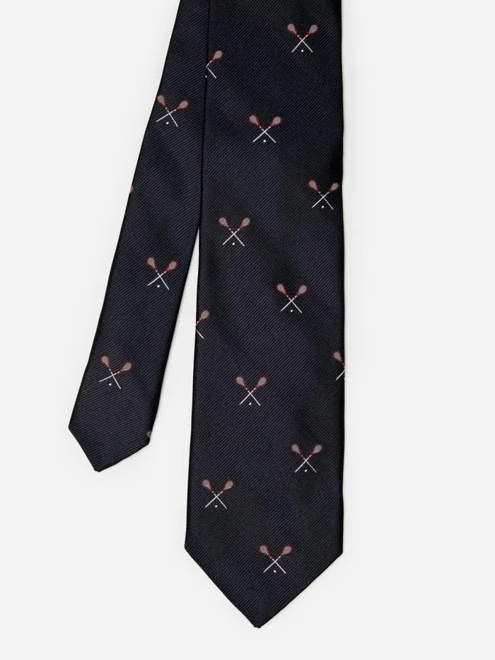 JMcLaughlin Silk Tie In Lacrosse Sticks Black Men Ties