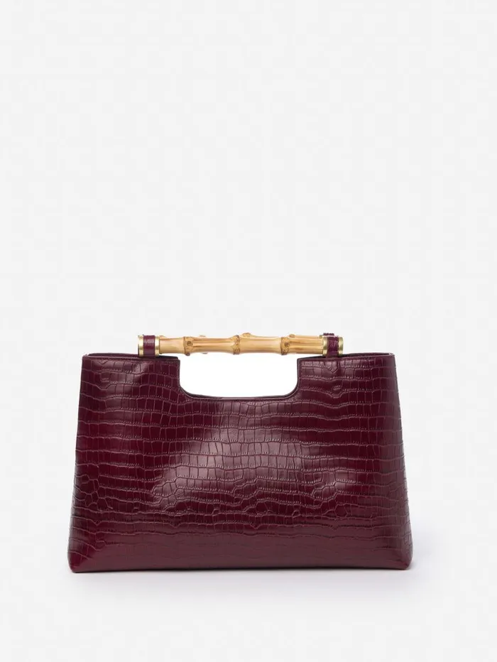 JMcLaughlin Sumpter Leather Clutch In Croc Burgundy WomenMen Clutches