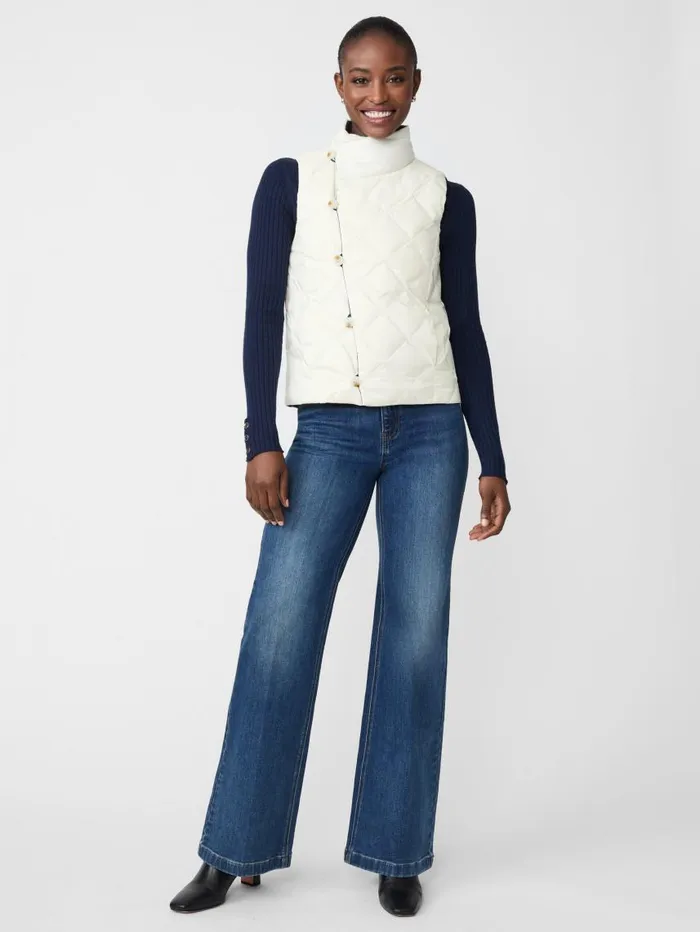 JMcLaughlin Vivian Reversible Puffer Vest Dark Navyegret White Women Jackets and Outerwear JMcLaughlin Vivian Reversible Puffer Vest Dark Navyegret White Women Jackets and Outerwear