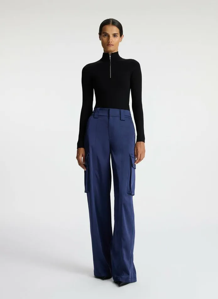 Jackets and Coats Women ALC Bryan Satin Cargo Pant Evening Blue