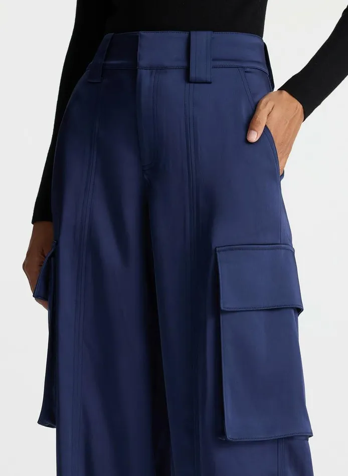 Jackets and Coats Women ALC Bryan Satin Cargo Pant Evening Blue Jackets and Coats Women ALC Bryan Satin Cargo Pant Evening Blue