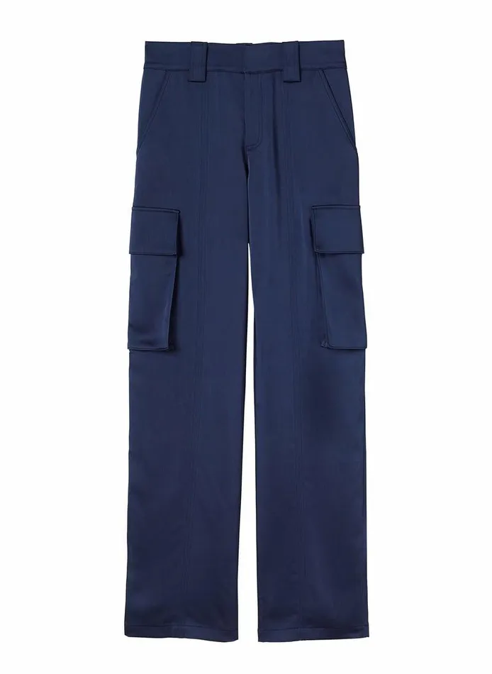 Jackets and Coats Women ALC Bryan Satin Cargo Pant Evening Blue Jackets and Coats Women ALC Bryan Satin Cargo Pant Evening Blue