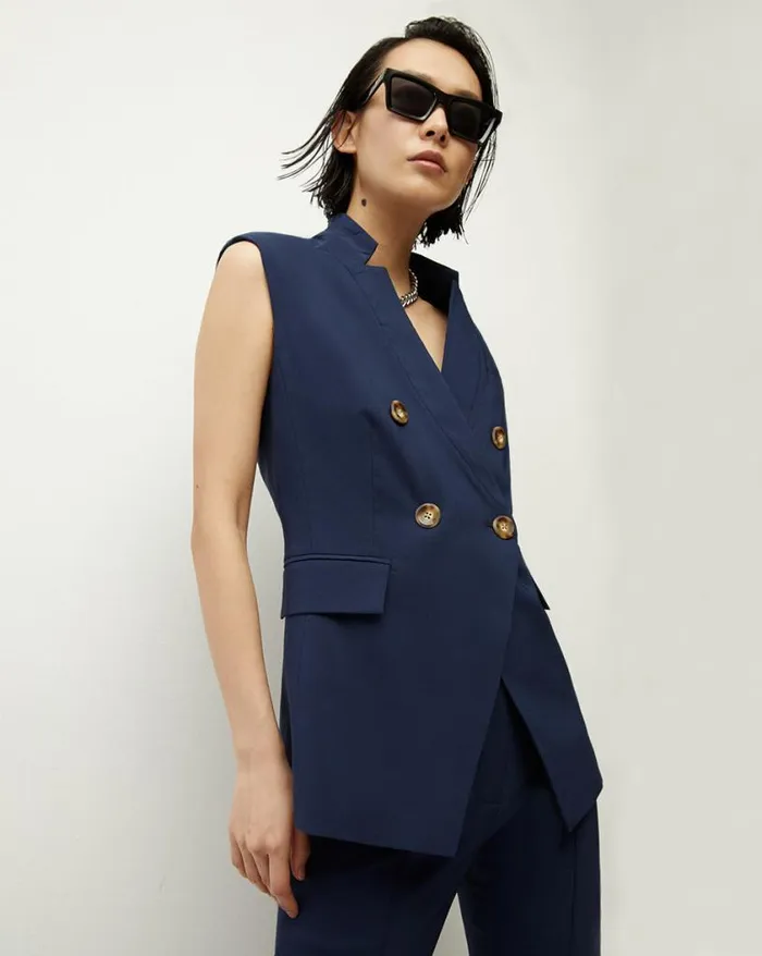 Jackets and Outerwear Shop Veronica Beard Amika Vest Marine