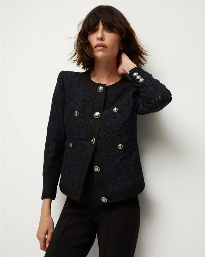 Jackets and Outerwear Shop Veronica Beard Ferazia Lace Jacket Marineblack