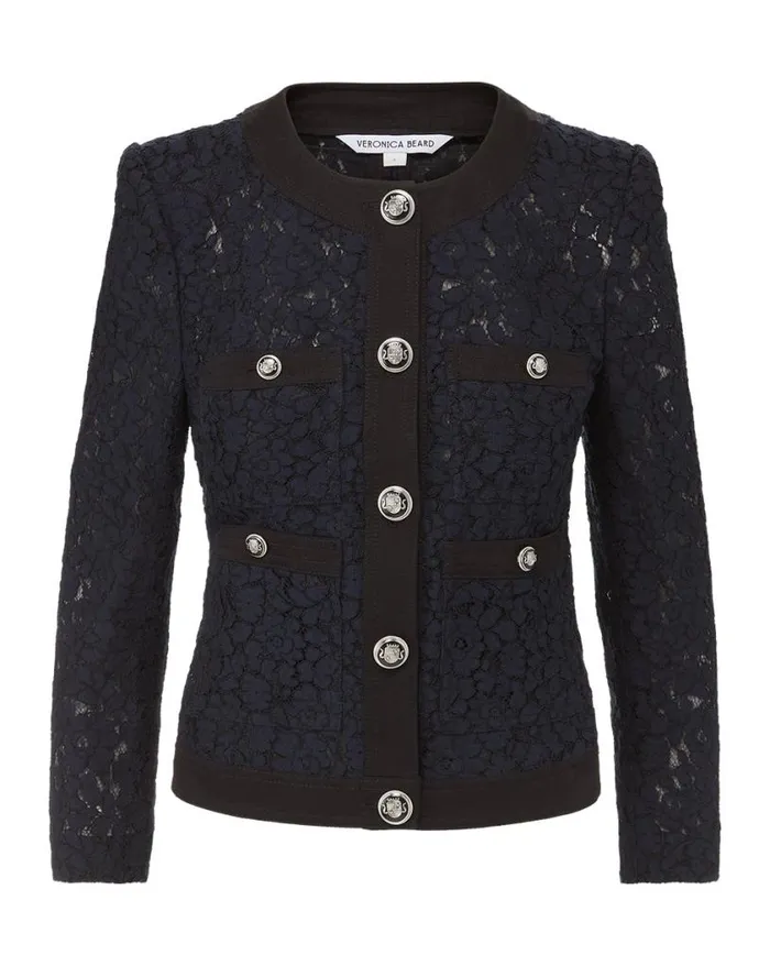 Jackets and Outerwear Shop Veronica Beard Ferazia Lace Jacket Marineblack